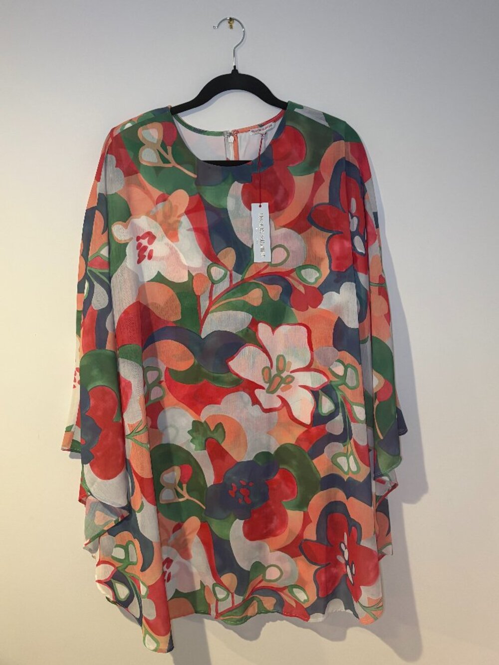 Frances Valentine Floral Cape-sleeve Minidress